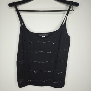 St. John Evening Black Sequined Camisole Tank Top Size L USA
